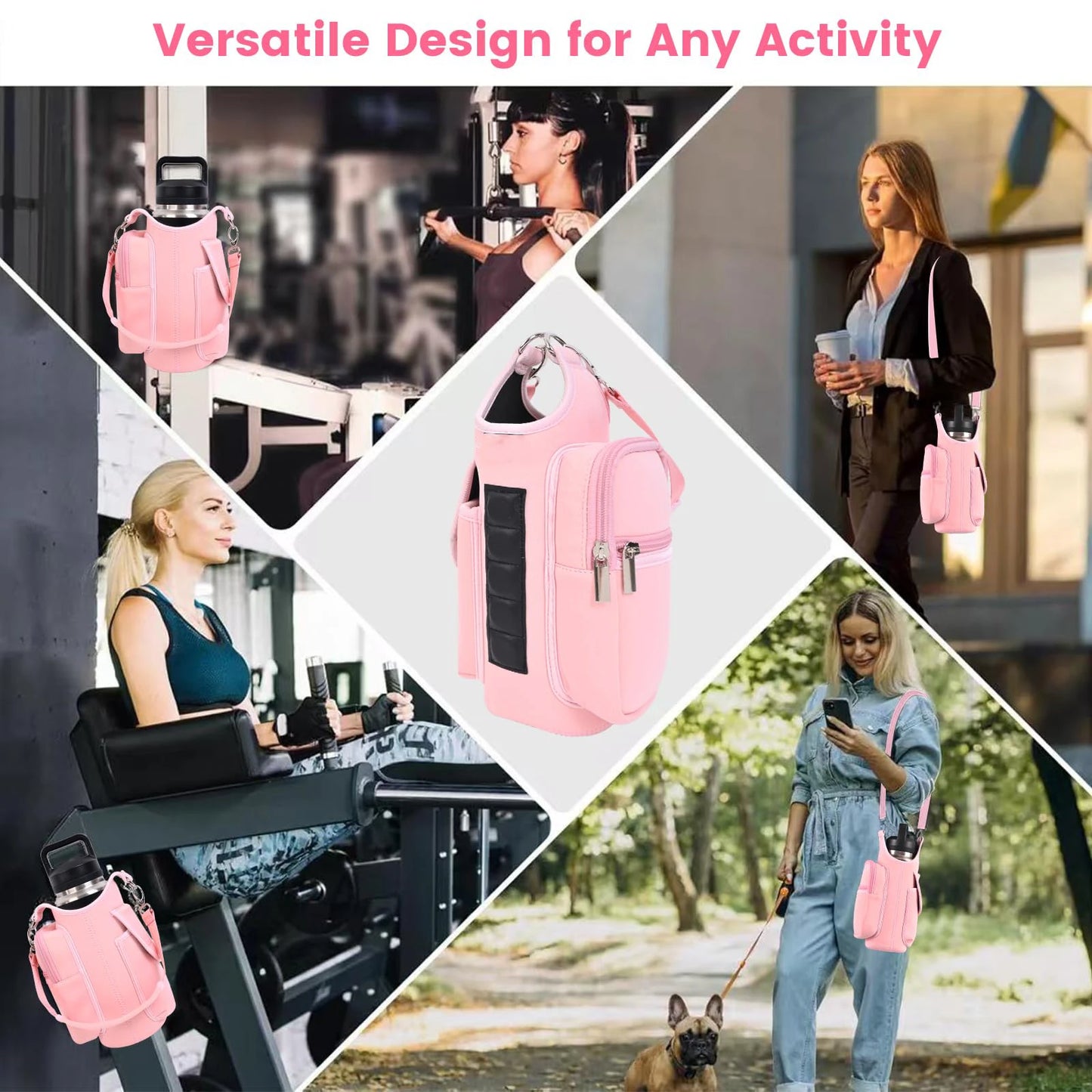 Magnetic Gym Bag Water Bottle Carrier Holder with Adjustable Shoulder Strap, 40oz Magnets Magnetic Gym Bag Bottle Pouch Sling