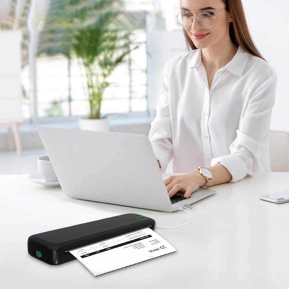 A4 Portable Thermal Printer Inkless BT Thermal A4 Mobile Printer with Printing Paper Min Portable A4 Label Maker Home Office Use
