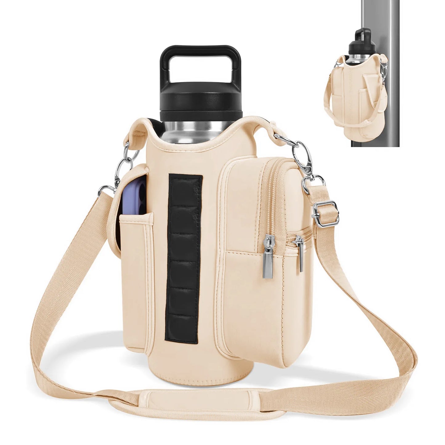 Magnetic Gym Bag Water Bottle Carrier Holder with Adjustable Shoulder Strap, 40oz Magnets Magnetic Gym Bag Bottle Pouch Sling