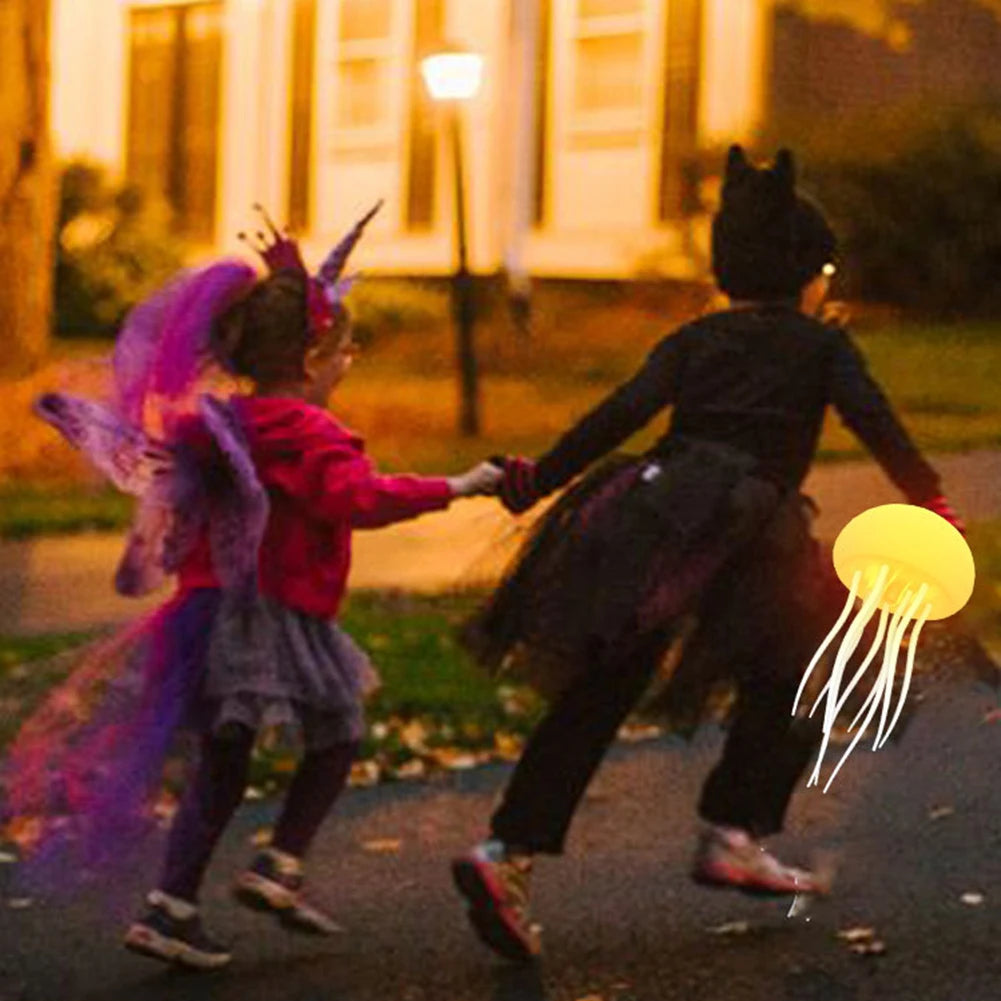 3D Jellyfish Night Light Jellyfish Bedside Lamp Voice Control Creative Sleeping Light with Rotating Tentacles for Desktop