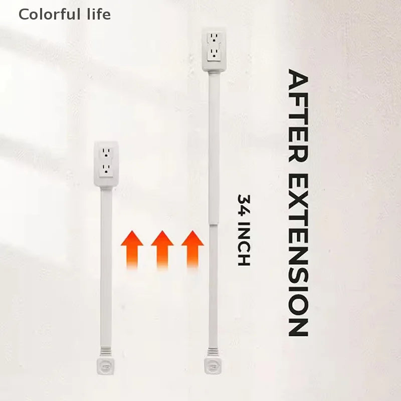 Power Socket Expander 2 Sockets 180° Rotation Stretchable Length Punch-free Power Strip Electrical Socket Extension Cord