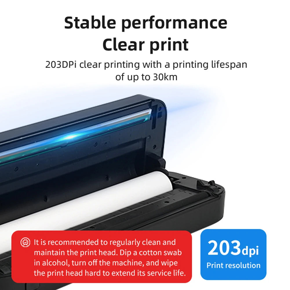 A4 Portable Thermal Printer Inkless BT Thermal A4 Mobile Printer with Printing Paper Min Portable A4 Label Maker Home Office Use
