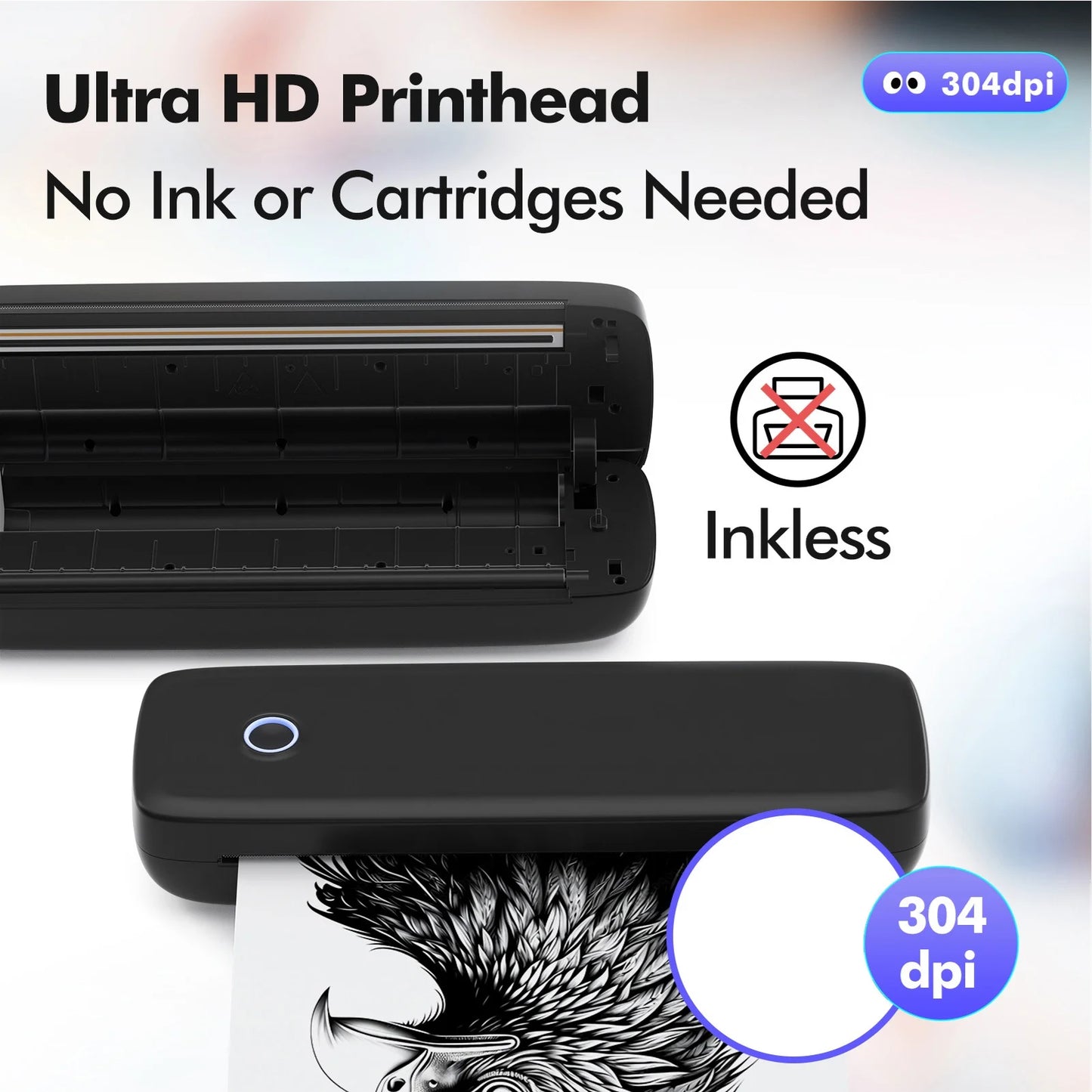 A4 Portable Thermal Transfer Printer Wireless&USB Connect with Mobile Computer 56mm/77mm/107mm/210mm/216mm for Office School