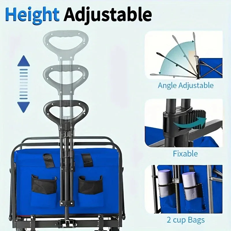 Collapsible Utility Wagon with All-Terrain Wheels and Large Capacity.
