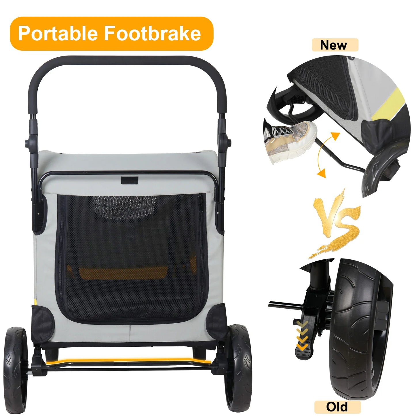Foldable 4-Wheel Pet Stroller for Small, Medium, and Large Dogs.
