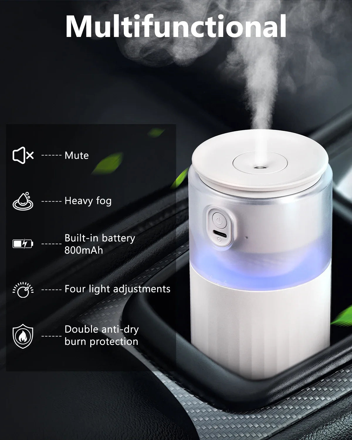 Hipacool Car/Home Humidifier – LED, Aroma & Air Purifier