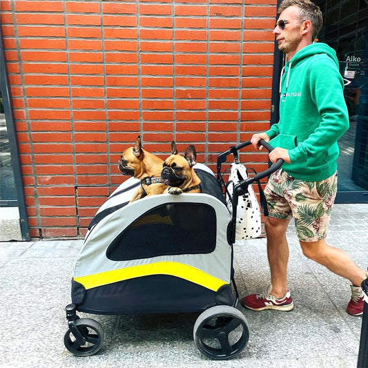 Foldable 4-Wheel Pet Stroller for Small, Medium, and Large Dogs.