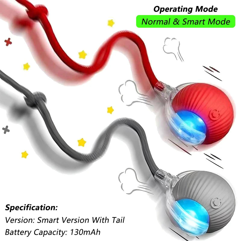 Smart Pet Toy Ball – Automatic Rolling with Tail for Cats & Dogs