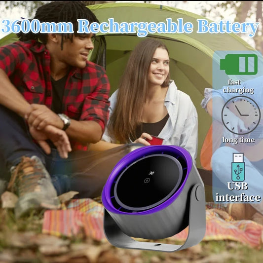 Portable Clip & Desktop Fan, Touch Screen 360° Adjustable, 3600mAh Rechargeable Strong Clamp Fan for Home/Office/Travel/Camping