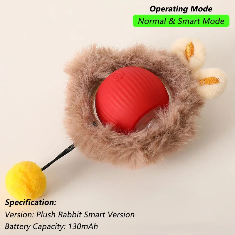 Smart Pet Toy Ball – Automatic Rolling with Tail for Cats & Dogs