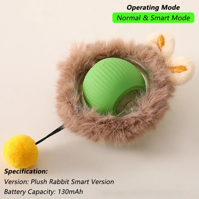 Smart Pet Toy Ball – Automatic Rolling with Tail for Cats & Dogs
