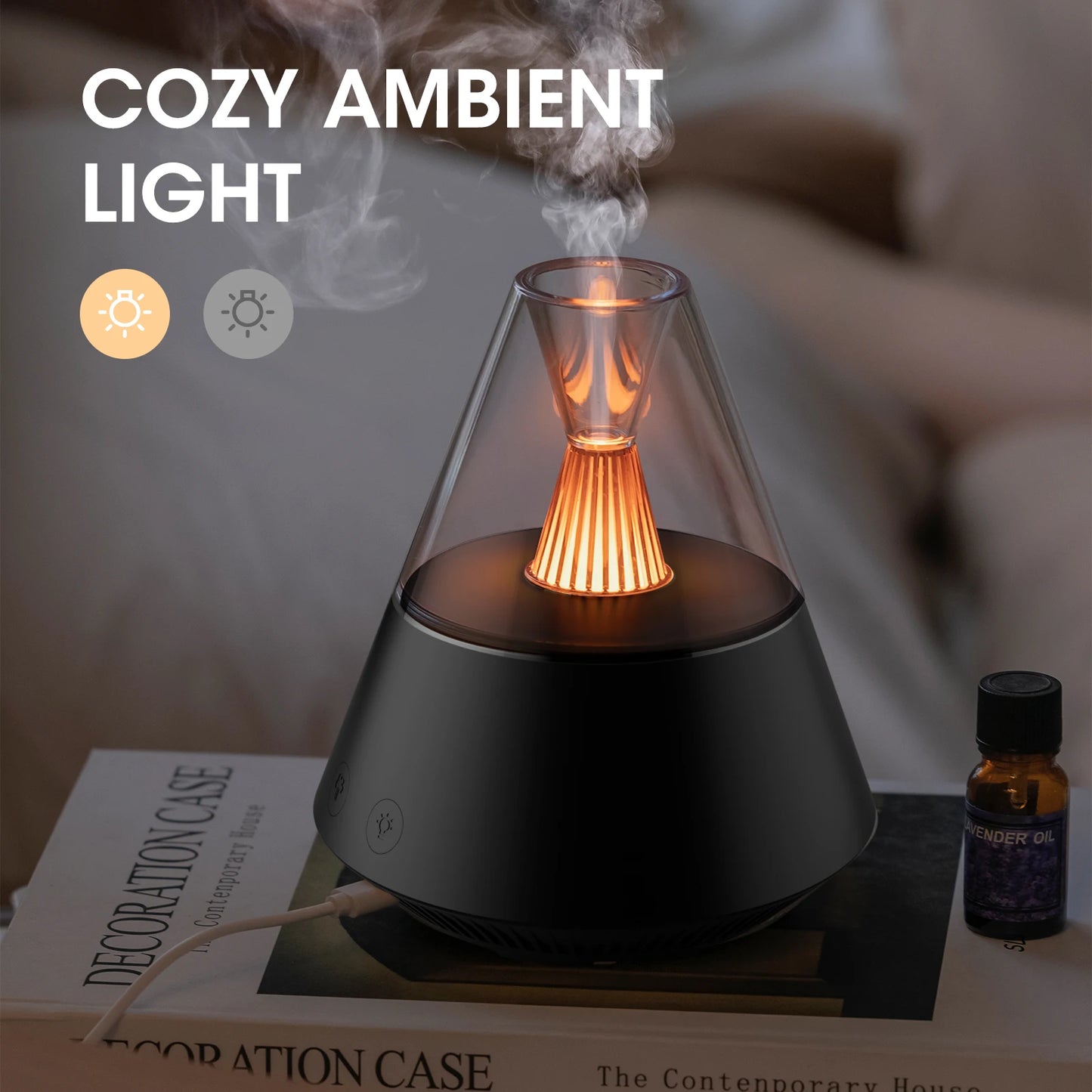 Kinyilo 150 ml Modern Aroma Diffuser – Candlelight Glow & Remote Control