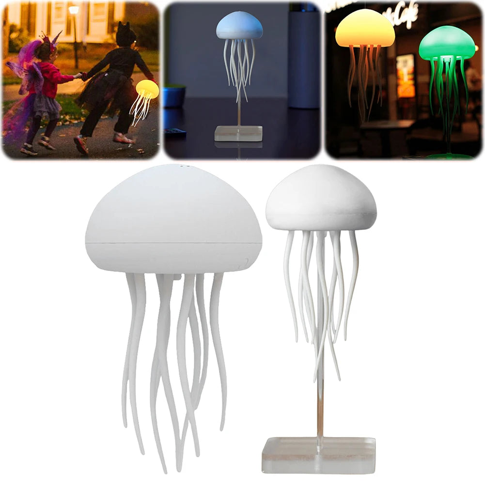 3D Jellyfish Night Light Jellyfish Bedside Lamp Voice Control Creative Sleeping Light with Rotating Tentacles for Desktop