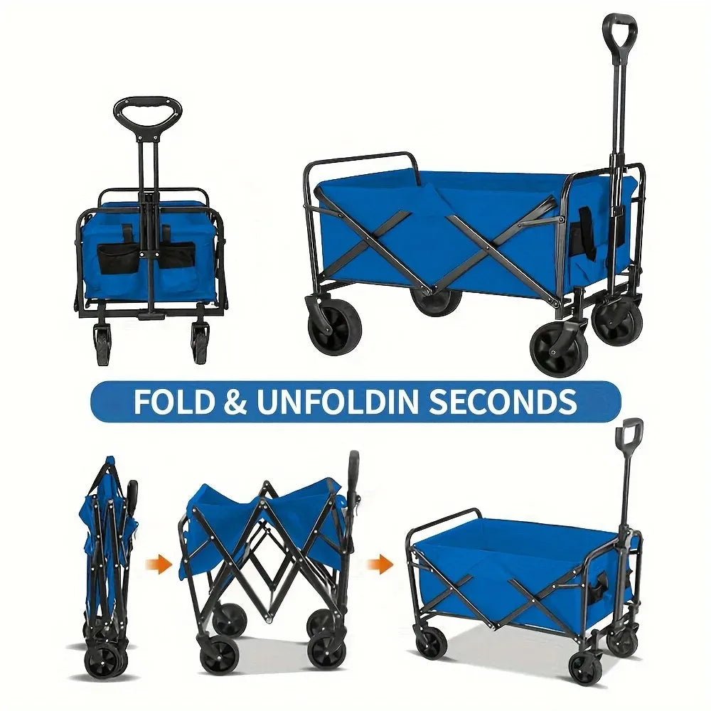 Collapsible Utility Wagon with All-Terrain Wheels and Large Capacity.