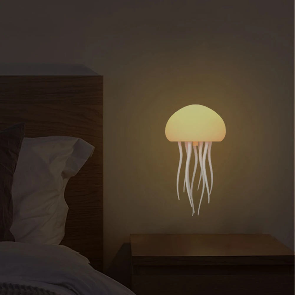 3D Jellyfish Night Light Jellyfish Bedside Lamp Voice Control Creative Sleeping Light with Rotating Tentacles for Desktop