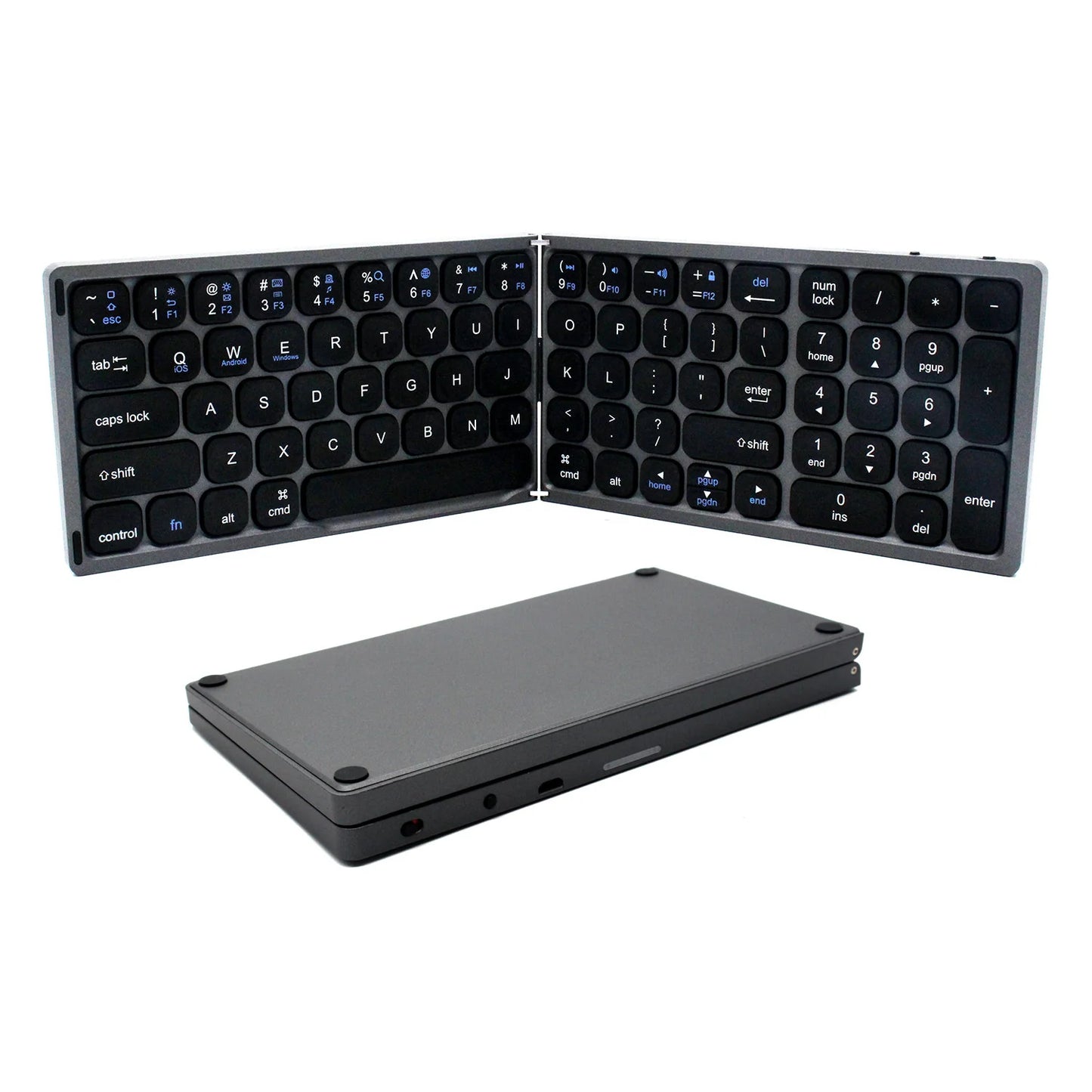 JOMAA Folding Bluetooth Wireless Keyboard Rechargeable Foldable Keyboard With Number Phone Full-size Keyboard For Tablet/Desktop