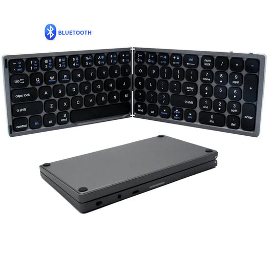 JOMAA Folding Bluetooth Wireless Keyboard Rechargeable Foldable Keyboard With Number Phone Full-size Keyboard For Tablet/Desktop