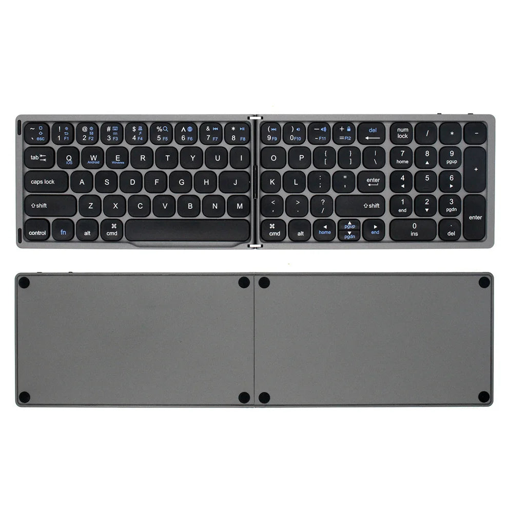 JOMAA Folding Bluetooth Wireless Keyboard Rechargeable Foldable Keyboard With Number Phone Full-size Keyboard For Tablet/Desktop