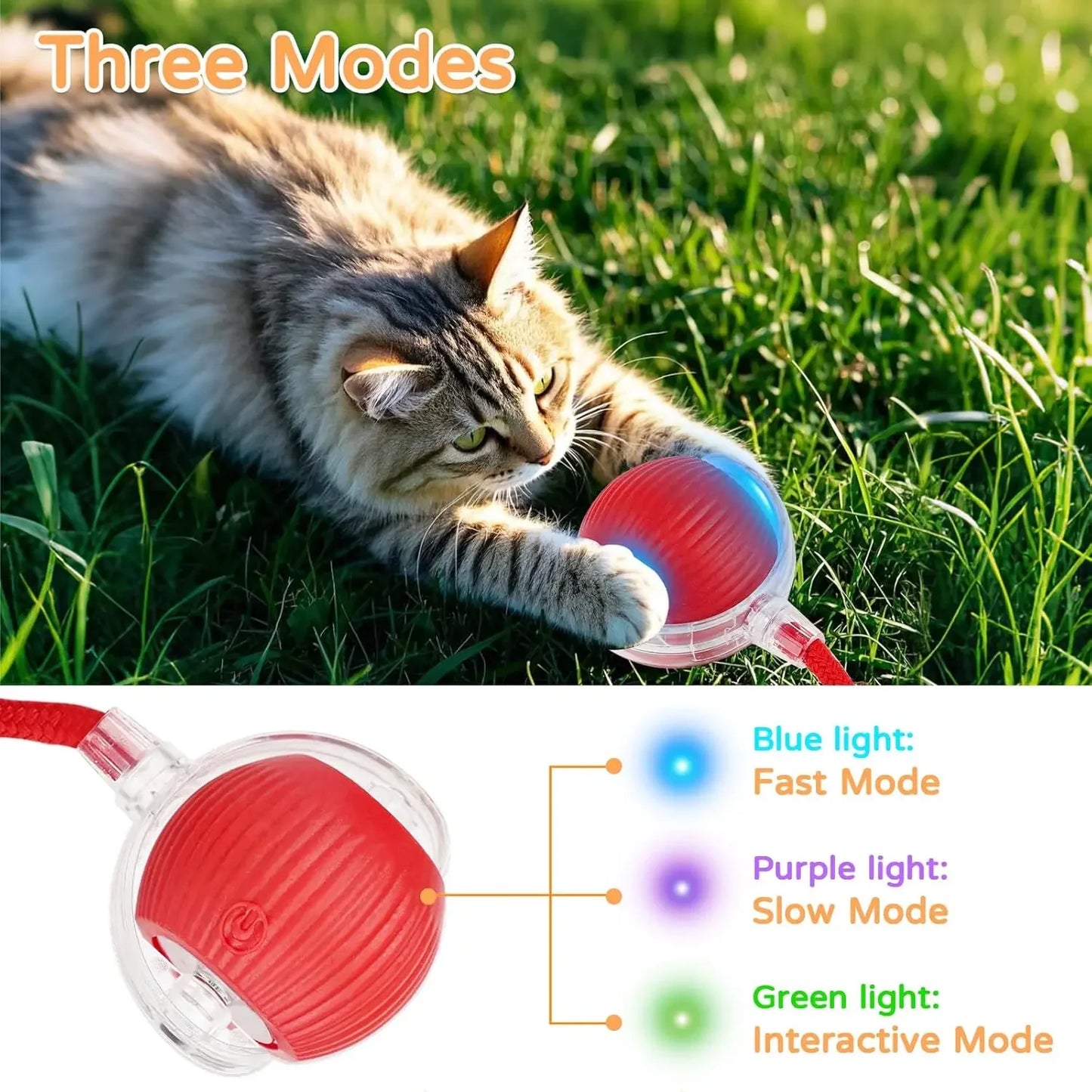 Smart Pet Toy Ball – Automatic Rolling with Tail for Cats & Dogs