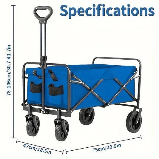 Collapsible Utility Wagon with All-Terrain Wheels and Large Capacity.
