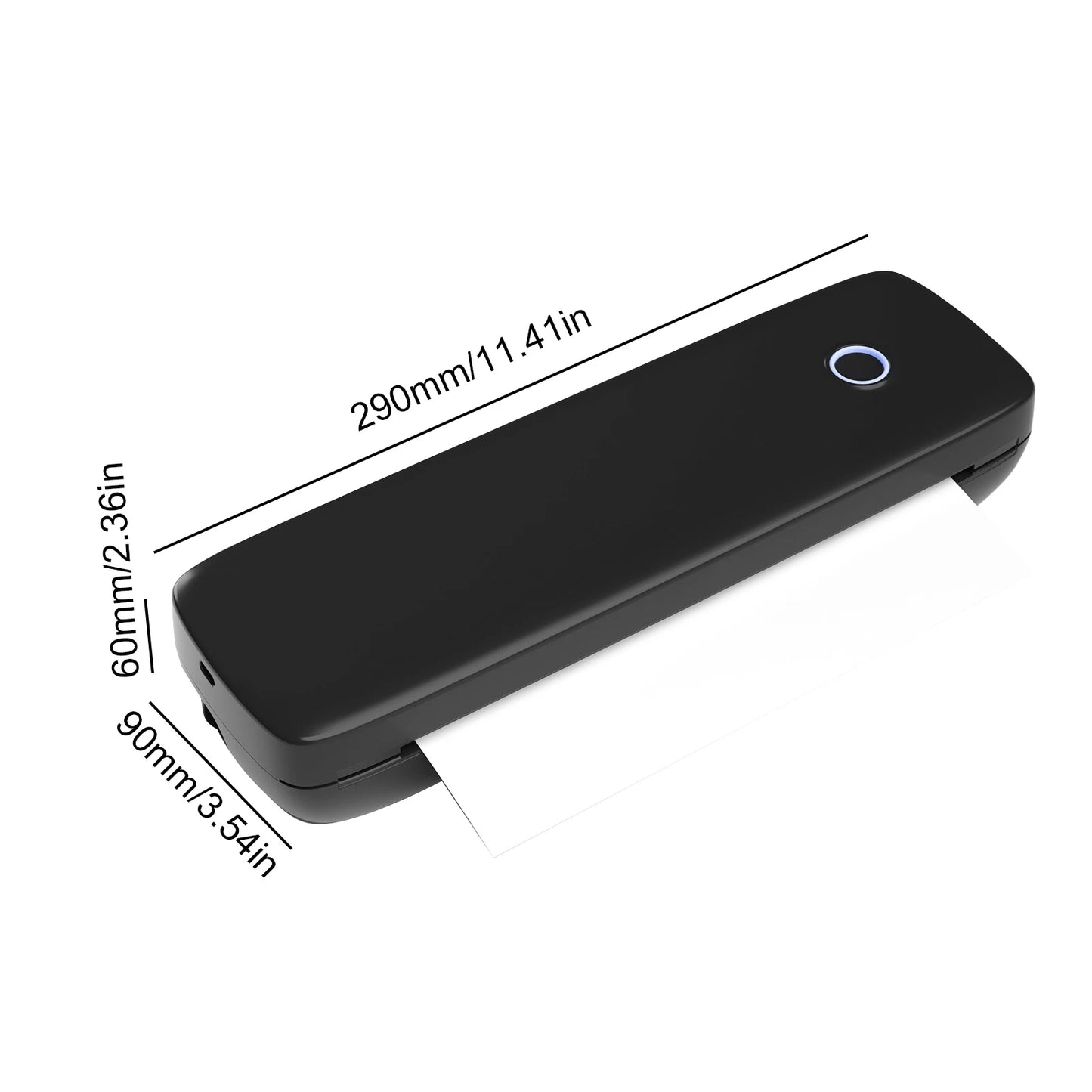 A4 Portable Thermal Transfer Printer Wireless&USB Connect with Mobile Computer 56mm/77mm/107mm/210mm/216mm for Office School