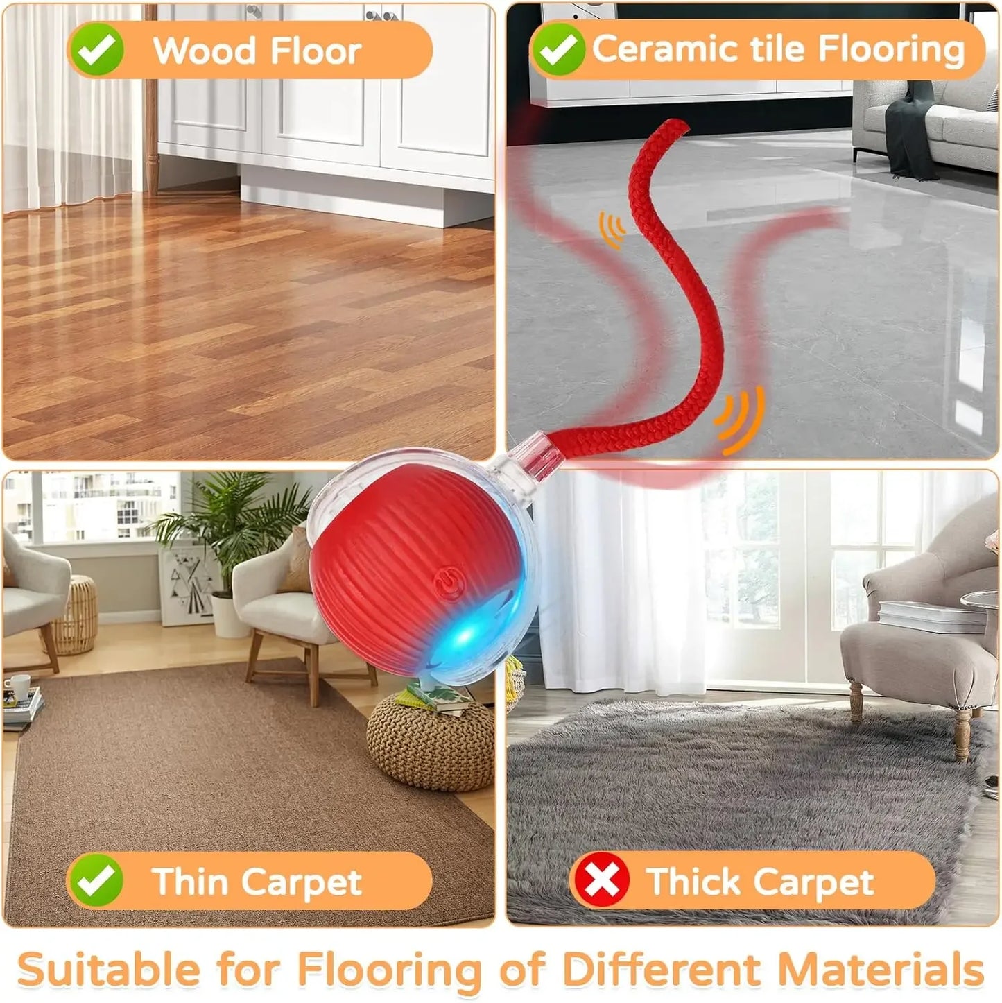 Smart Pet Toy Ball – Automatic Rolling with Tail for Cats & Dogs