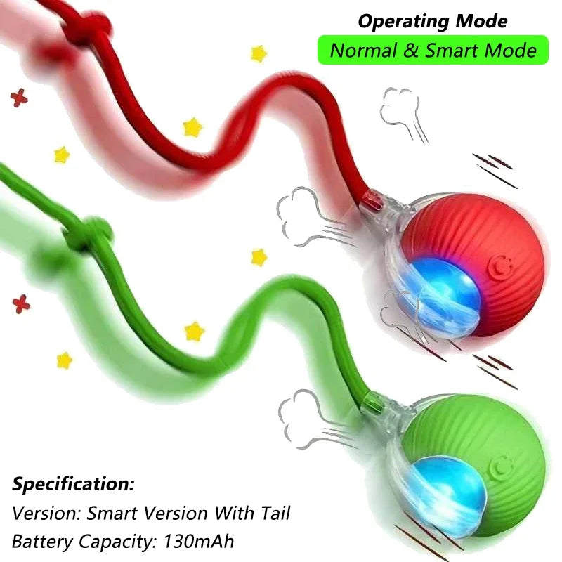 Smart Pet Toy Ball – Automatic Rolling with Tail for Cats & Dogs