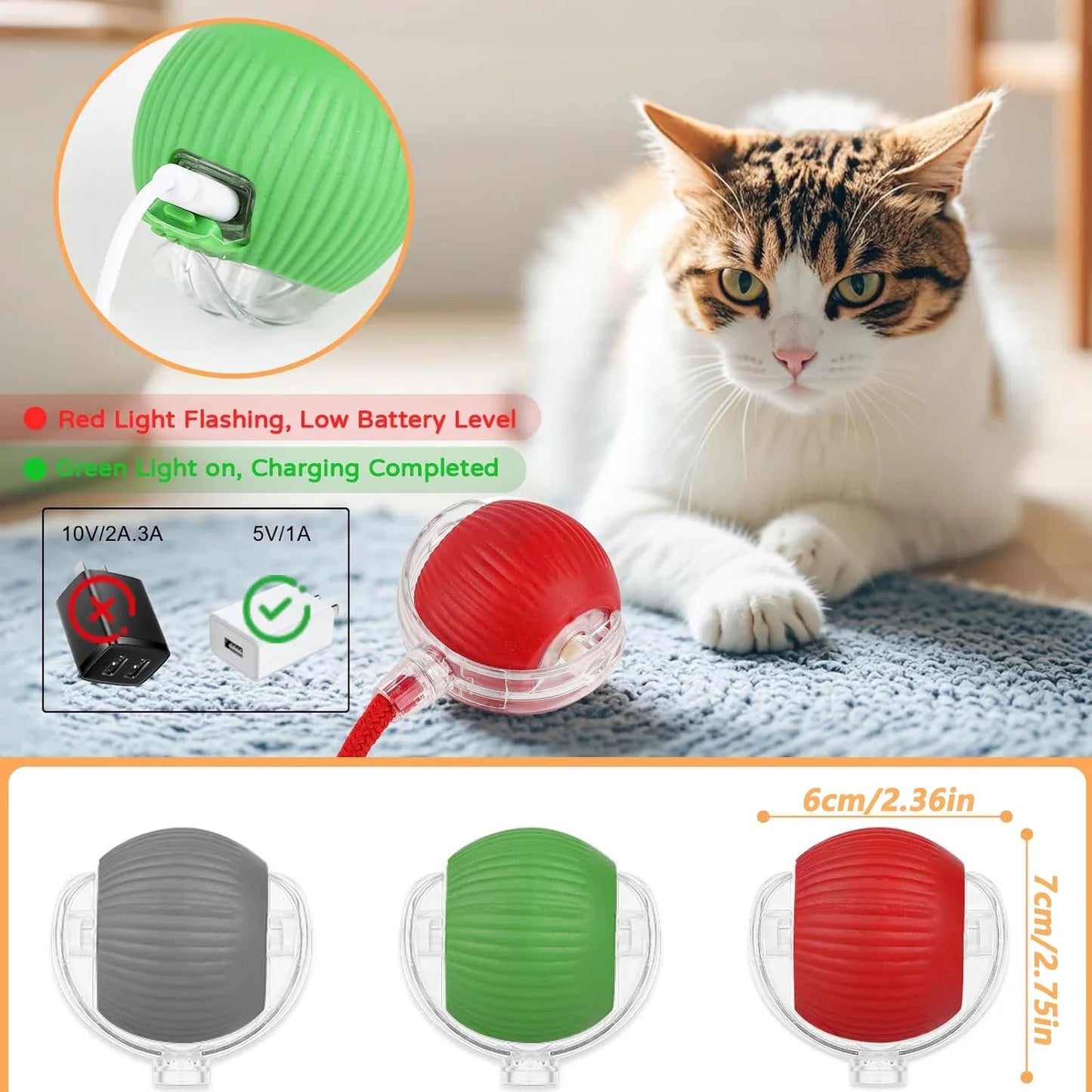 Smart Pet Toy Ball – Automatic Rolling with Tail for Cats & Dogs
